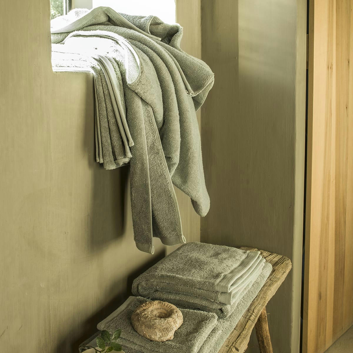 ESS-CADRE - Tapis de bain en coton vert 60x90