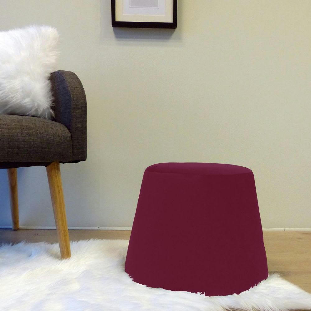 - Pouf en velours dome bordeaux