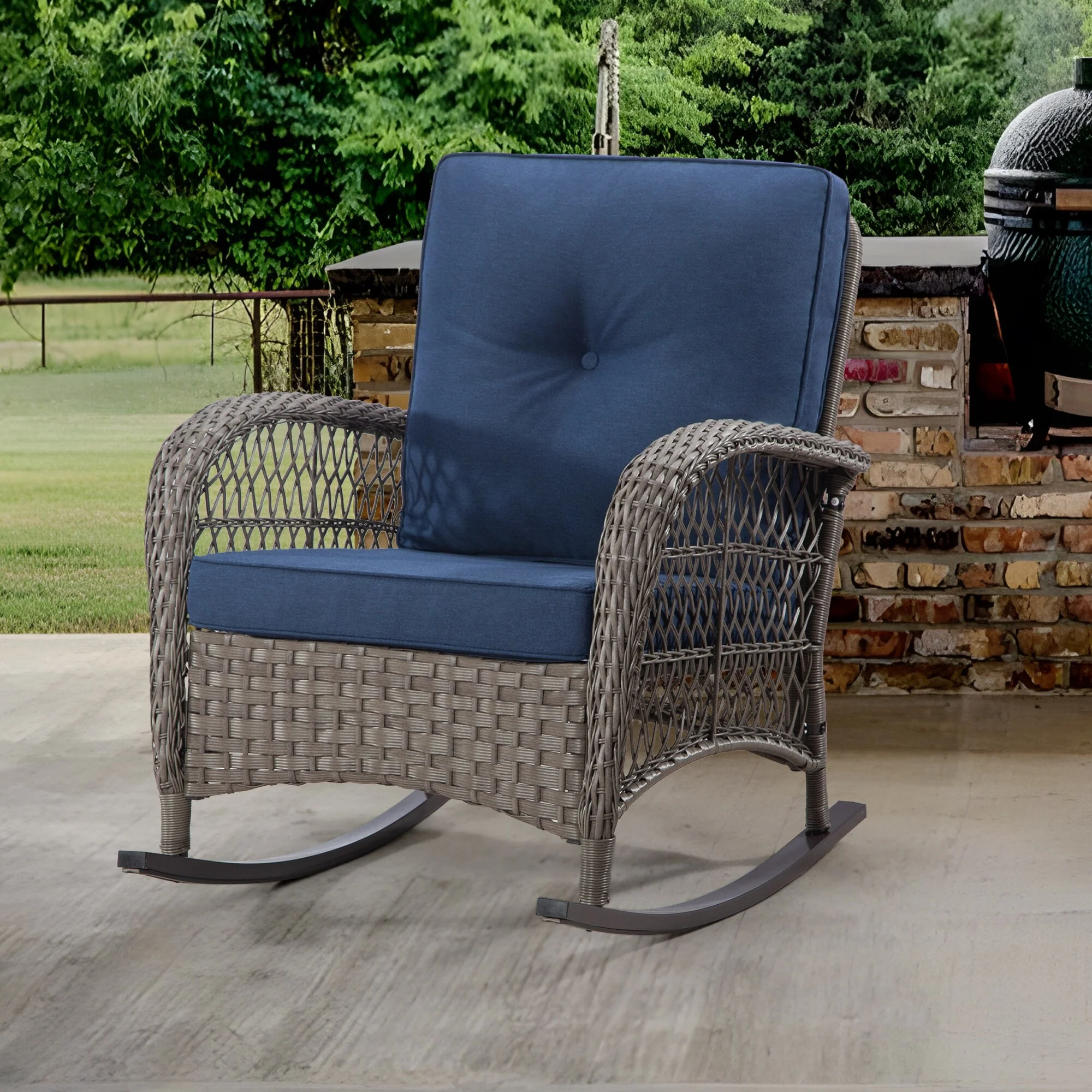 Cozywor Wicker Patio Outdoor Rocking Chair with Cushion