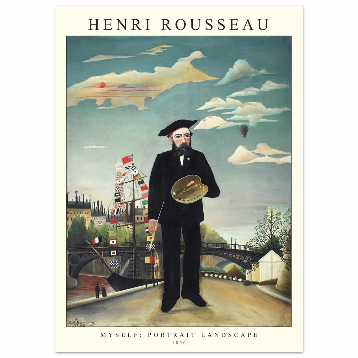 Artfulprints Poster Henri Rousseau - Portrait landscape  - 50x70 cm - Blauw