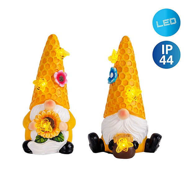 Lot de 2 lampes décoratives/solaires 'ABBY', en plastique avec LED intégrées, capteur crépusculaire, hauteur 17 cm