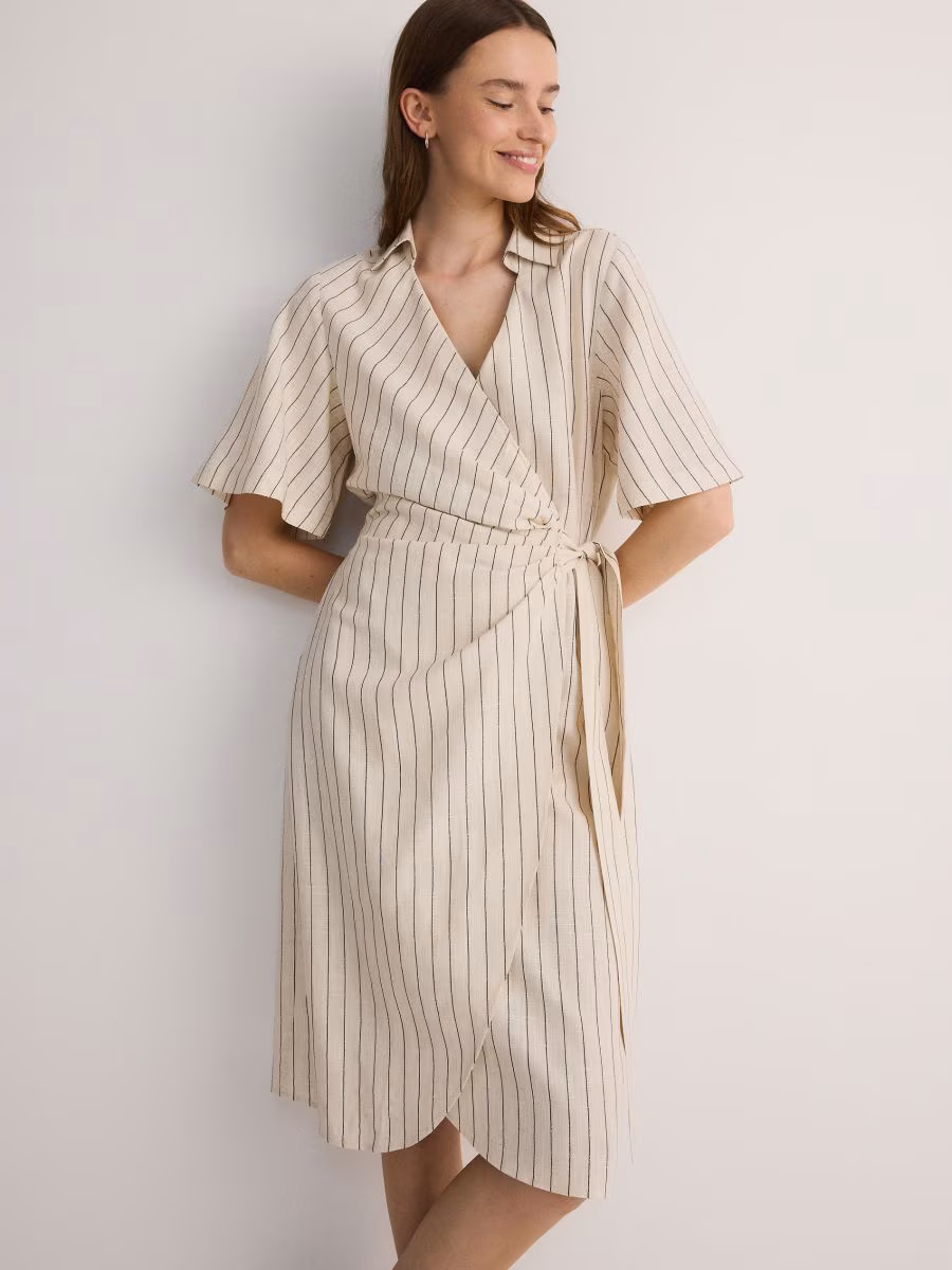 Viscose Rich Dress With Linen Blend