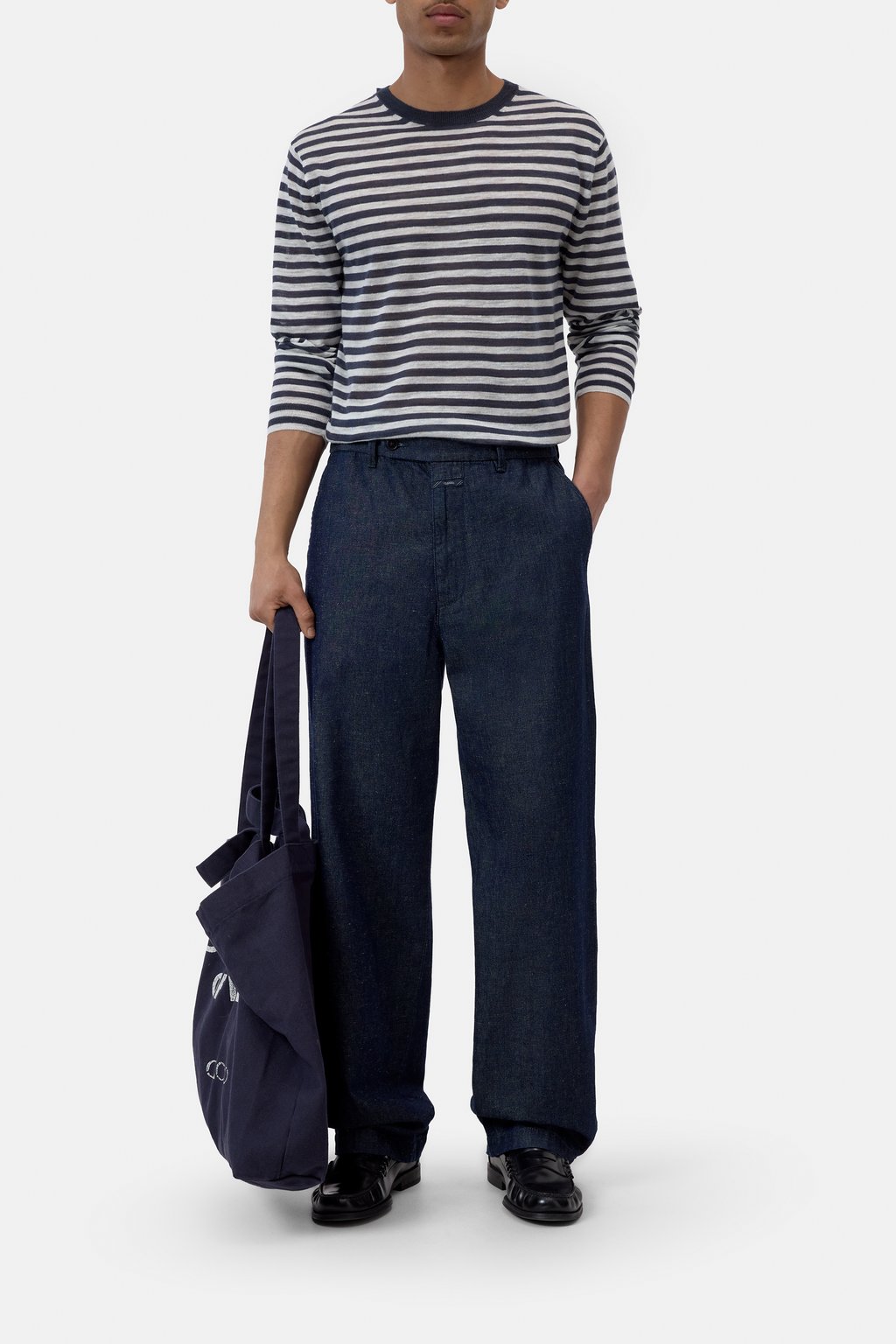Gestreifter Pullover aus Leinen-Mix