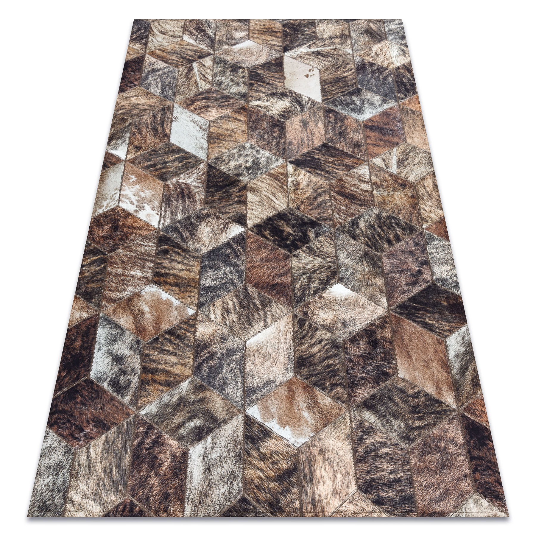 Dywan PATCHWORK 21715 brązowy - Skóra bydlęca, Romby120x170 cm