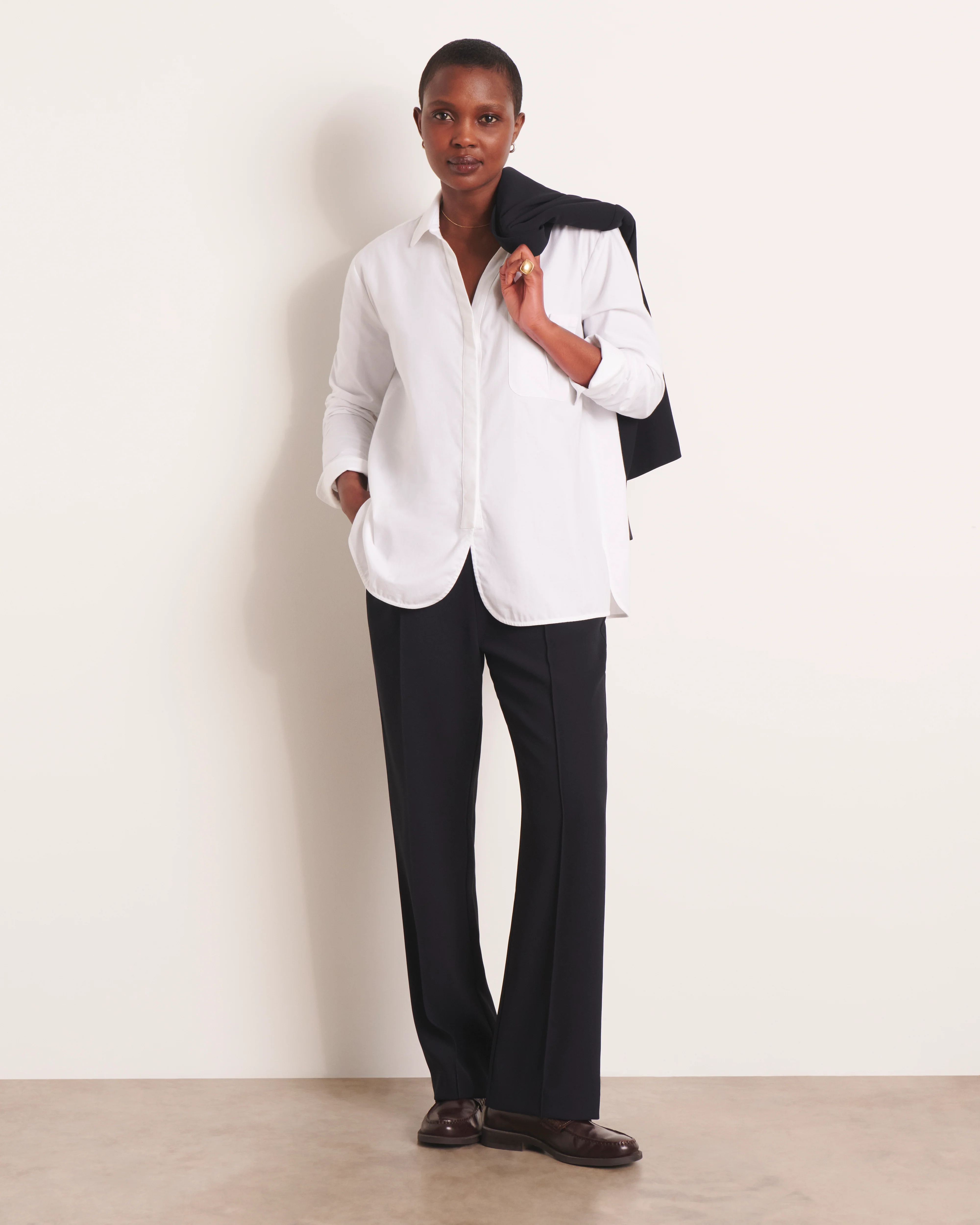 Pantalon bleu marine fluide PIQUORSET/13061/317