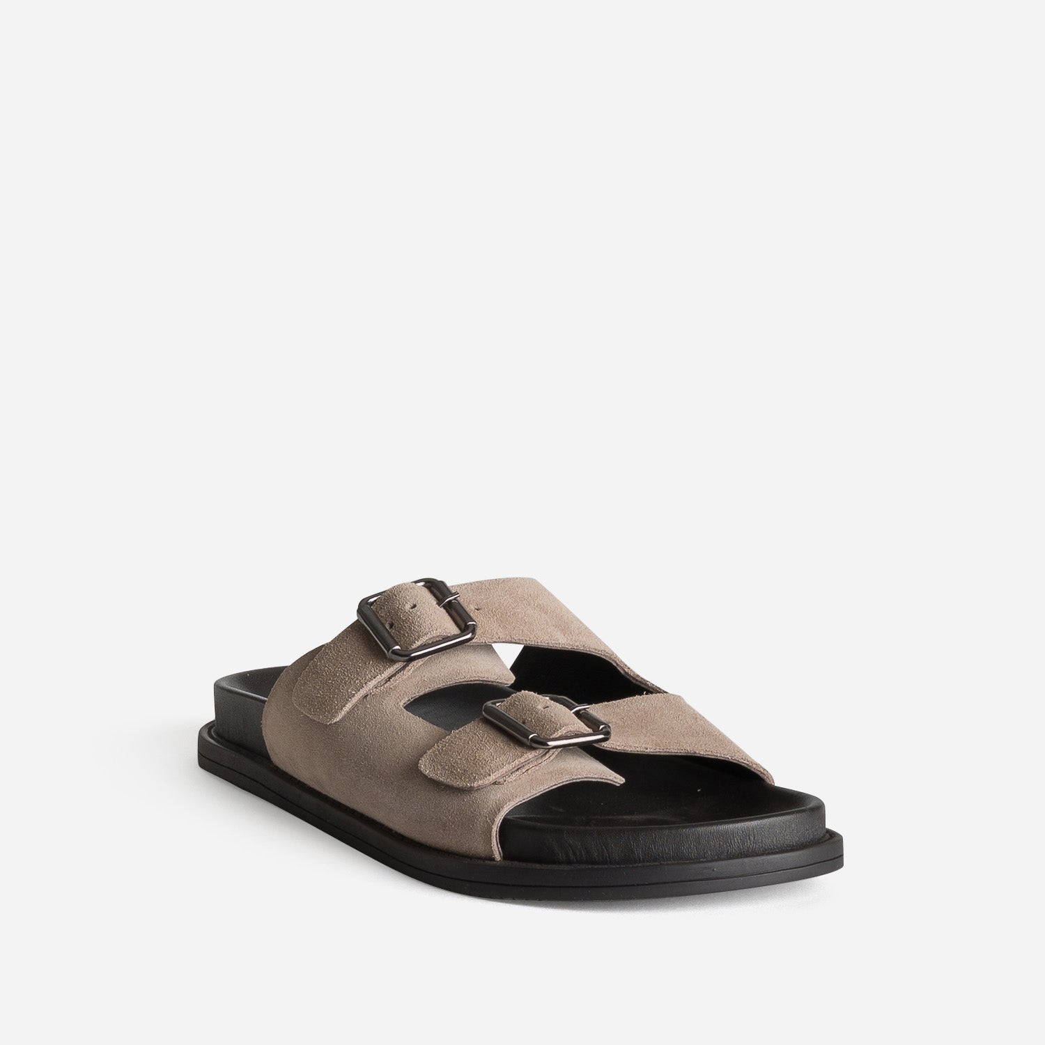 Mule anatomique taupe cuir velours