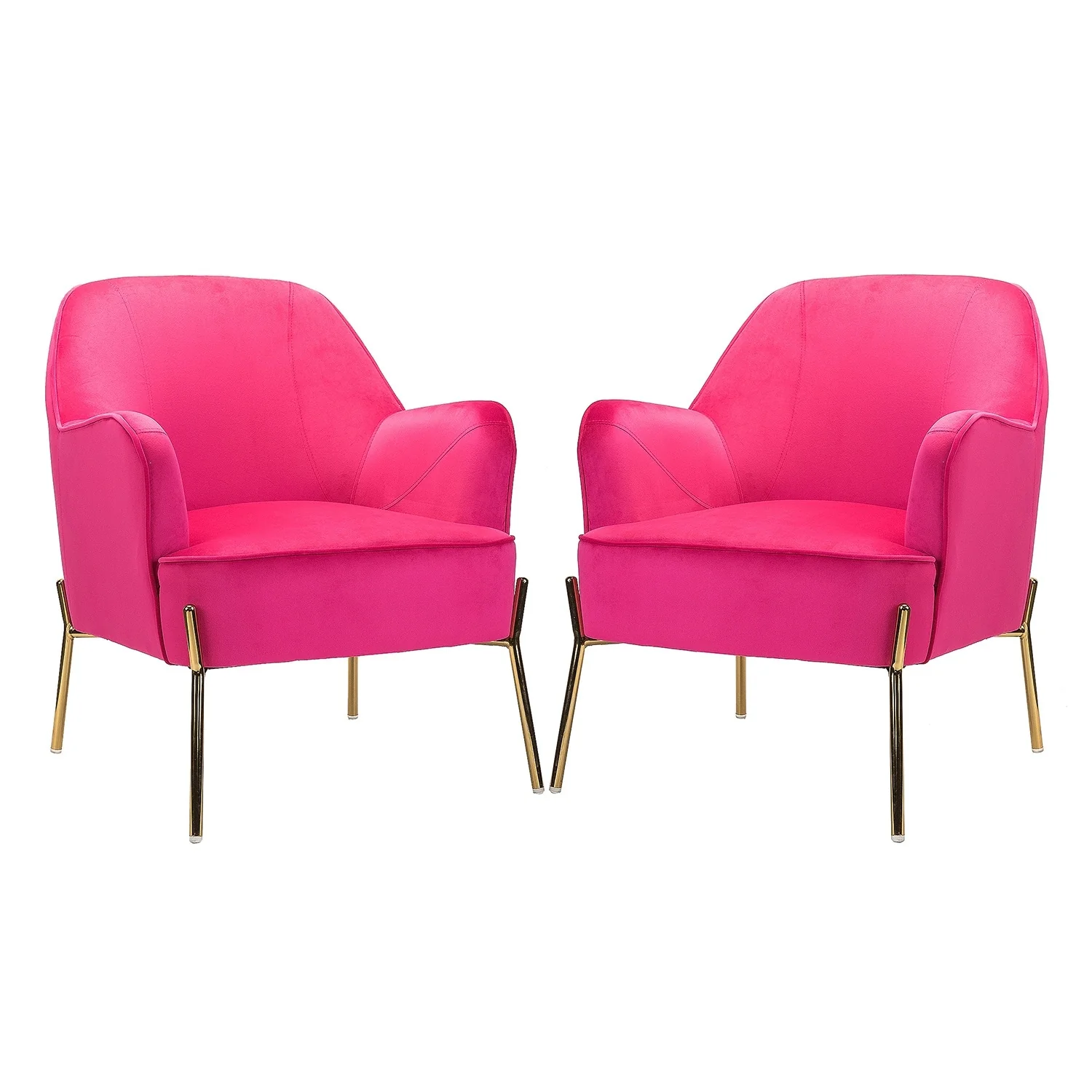 Marina Modern Velvet Accent Chair with Golden Legs Set of 2 by HULALA HOME