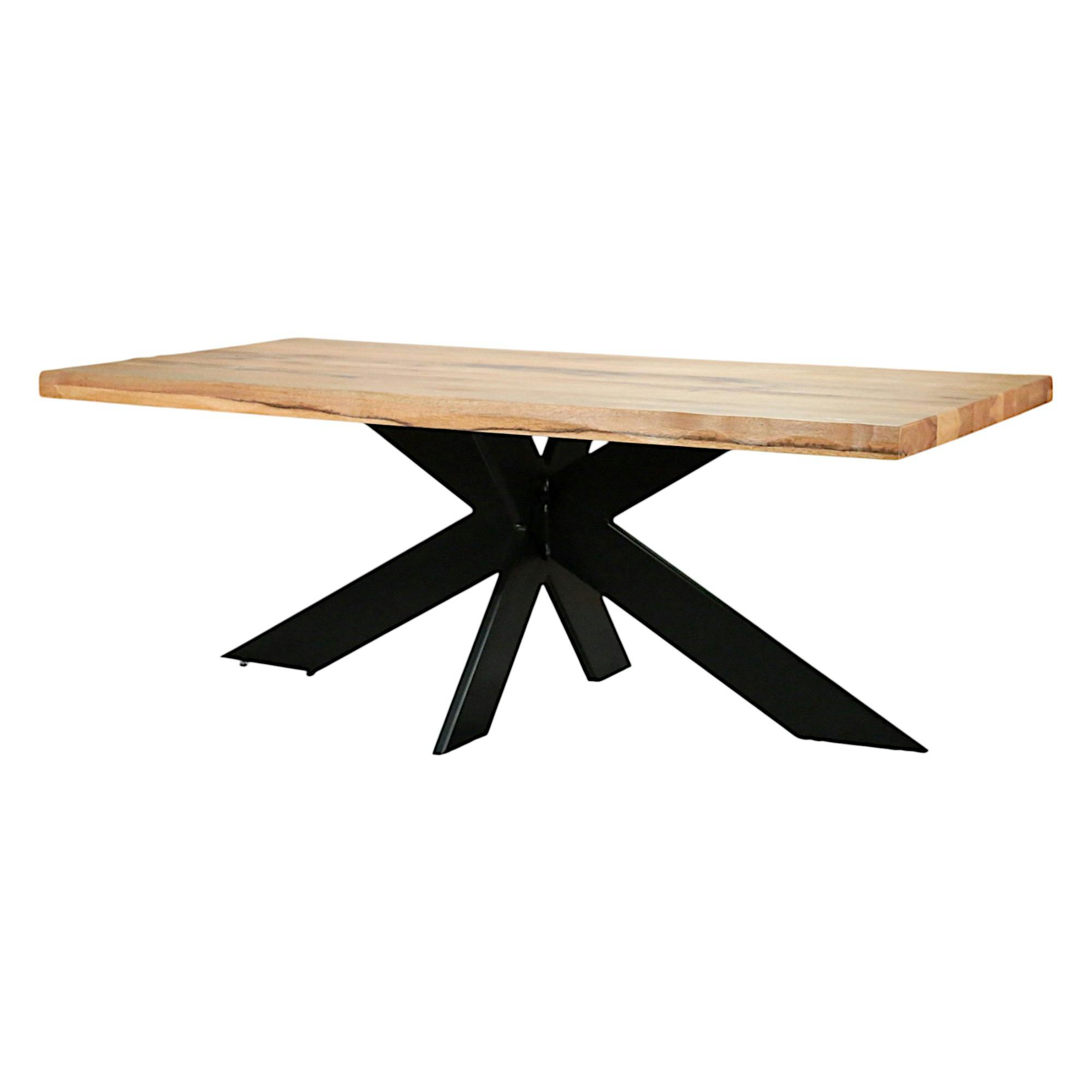Table extensible chêne huilé bords naturels pied noir fin 220 cm PALERME