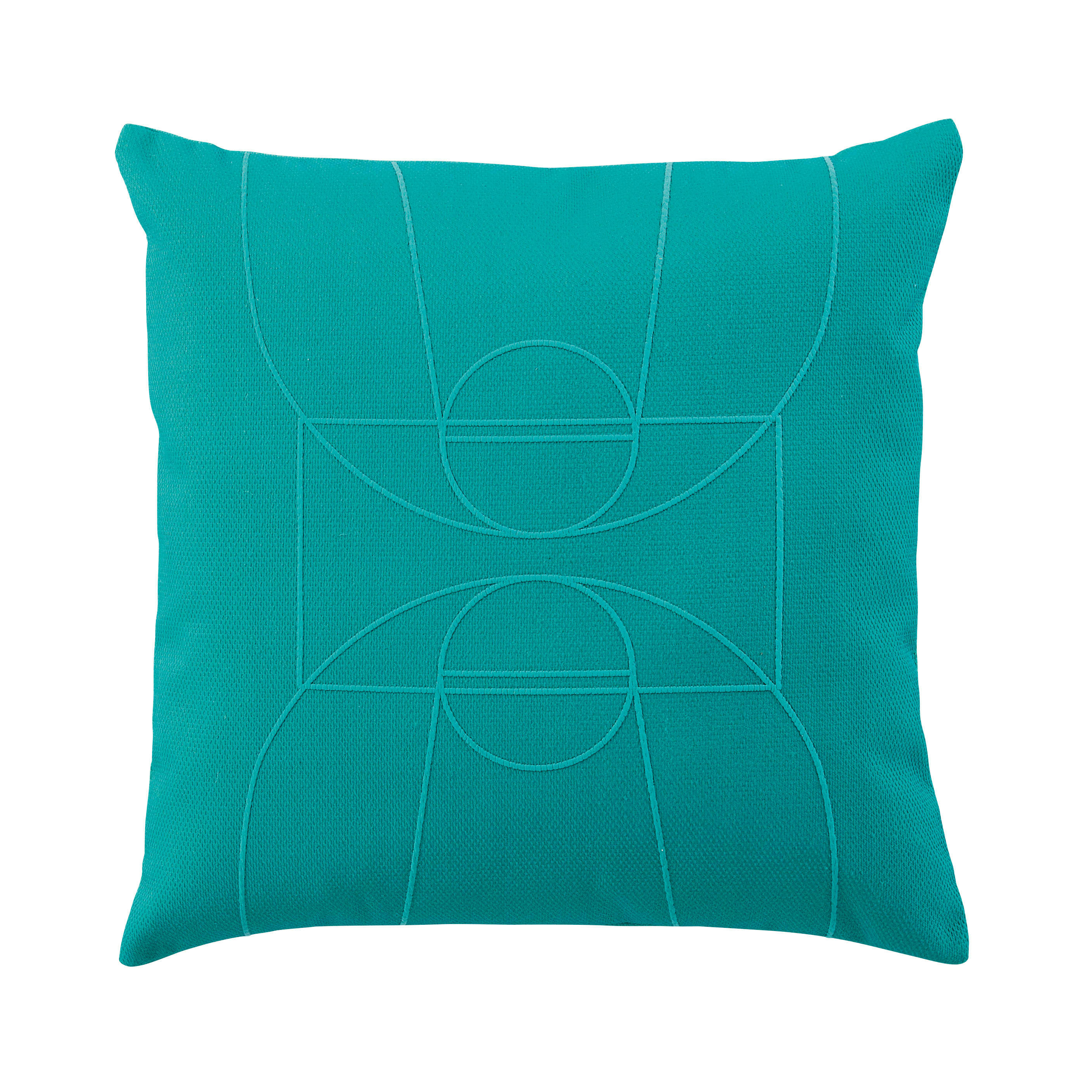 JEHAN - Coussin d'extérieur tissé jacquard motif terrain de basket vert 43x43