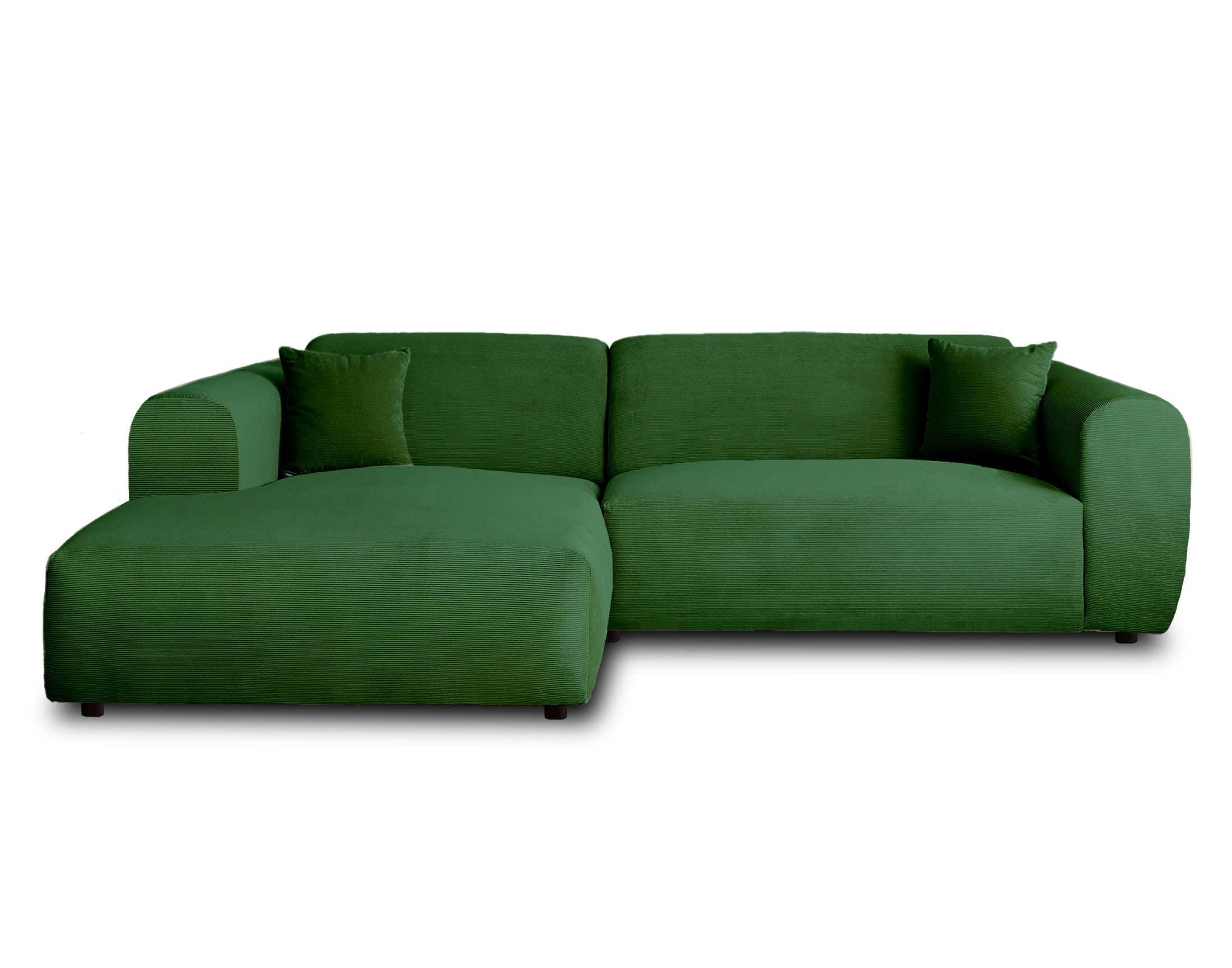 AUMANCE - Canapé d'angle gauche 4 places en velours côtelé vert