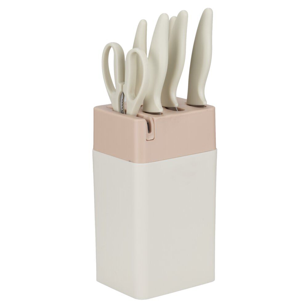 Couteau de cuisine x5 et 1 ciseaux XL avec support et aiguiseur intégré