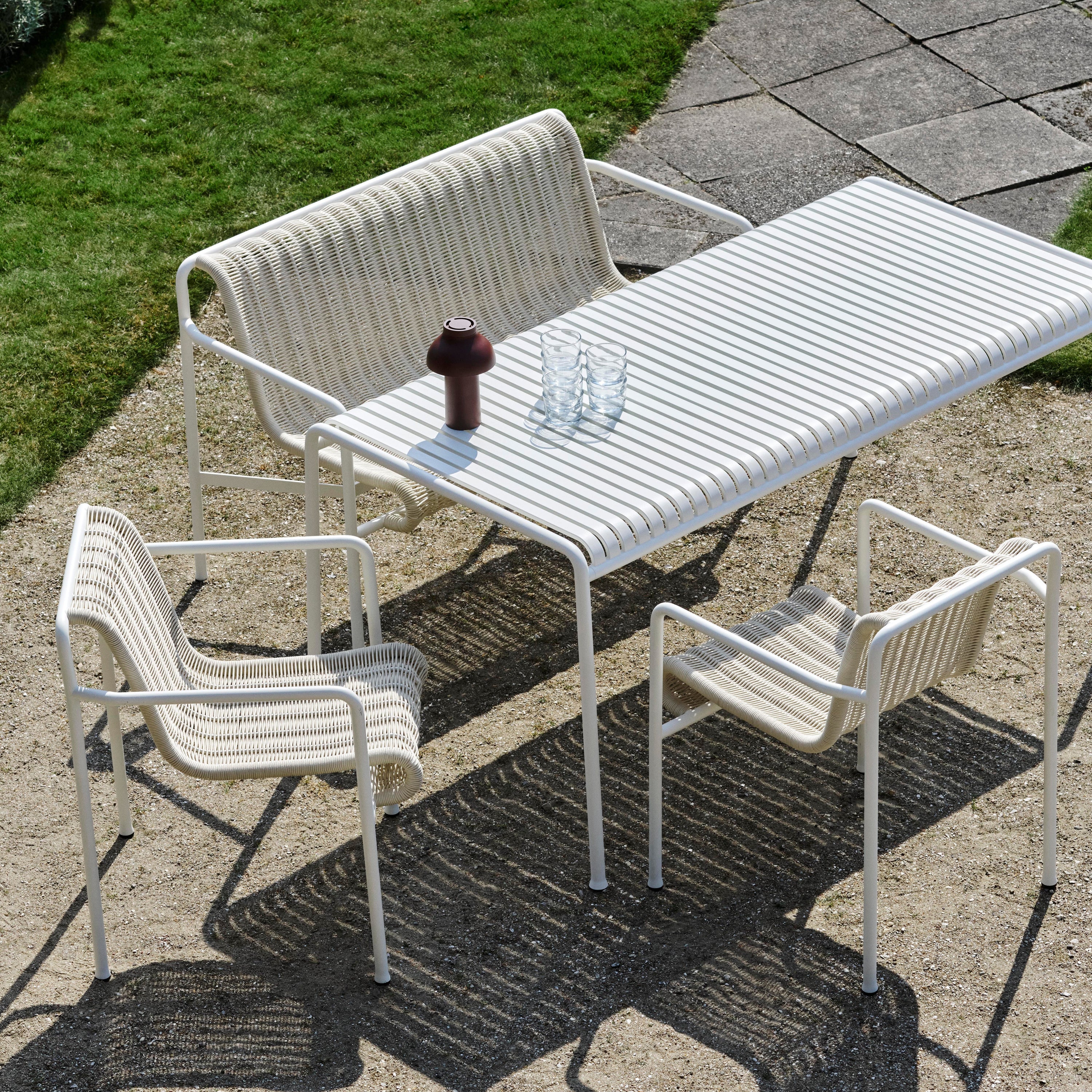 HAY Palissade Cord Tuinbank 2,5-zits met Armleuning - Crème Wit