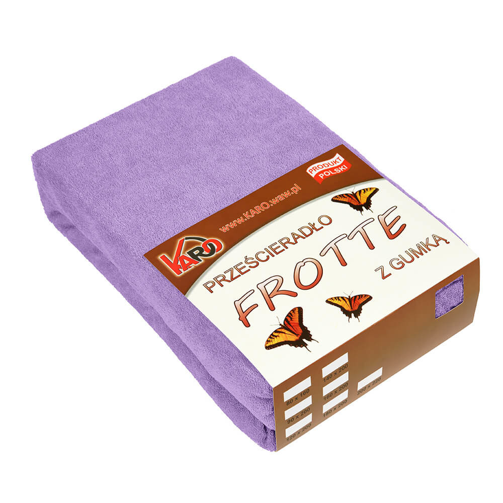 Prześcieradło frotte z gumką 200x220 fioletowe 022 KARO