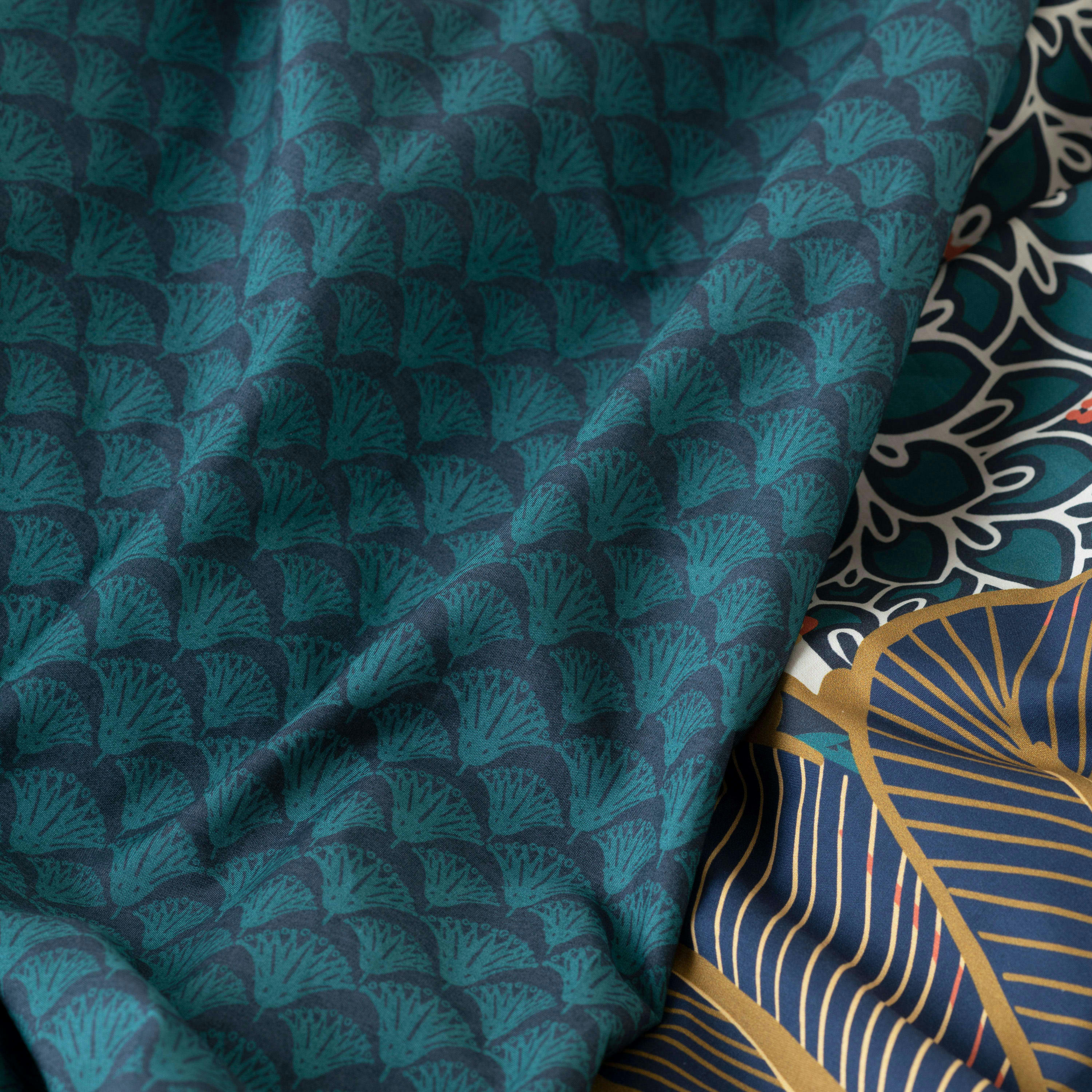 PAPYRUS - Housse de couette réversible percale de coton  vert 200x200