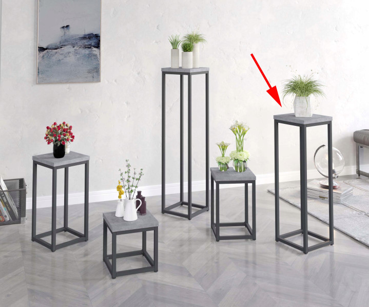 Nowoczesny Stojak Na Kwiaty 20x20x59 Loft Salon Czarny Beton Jasny