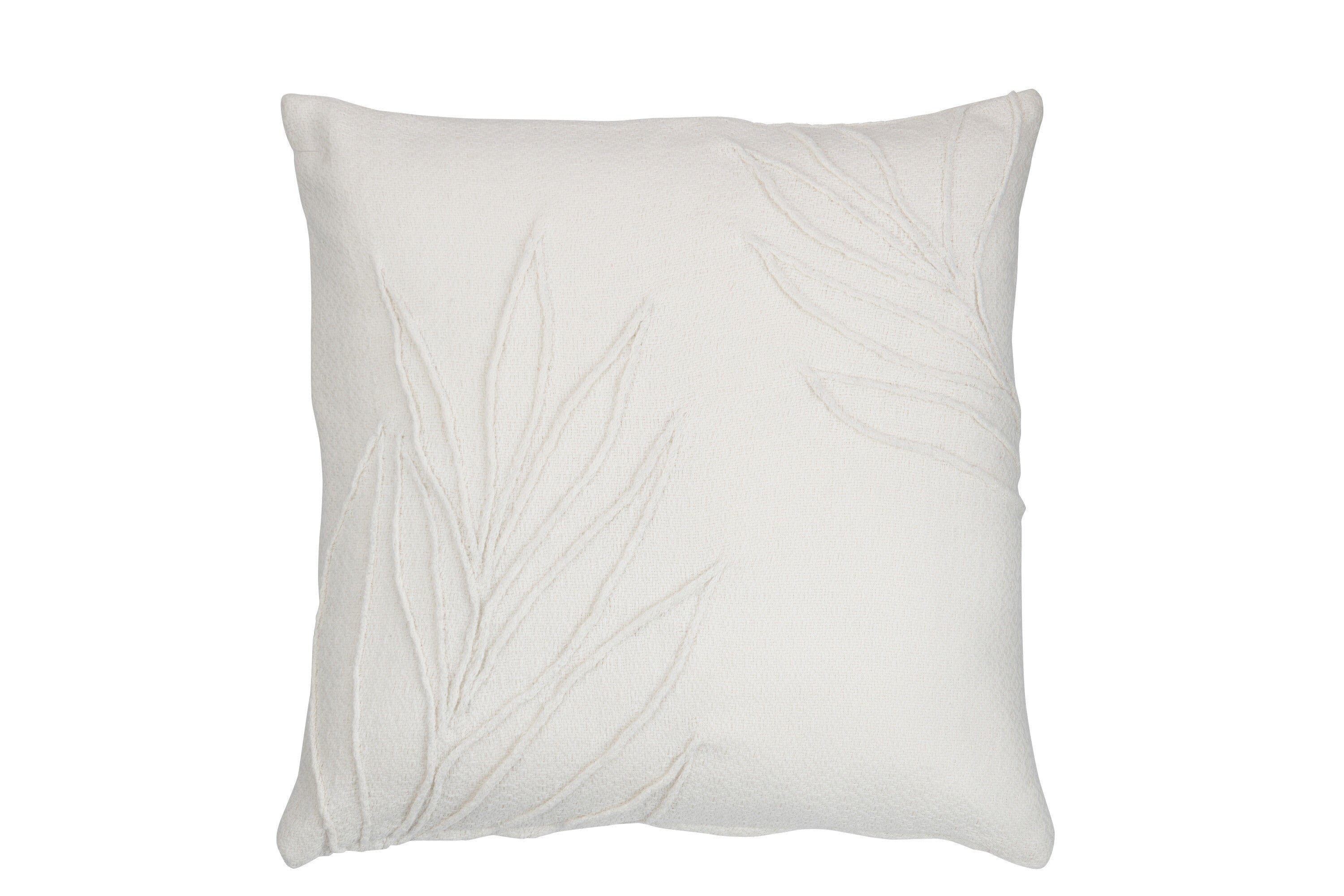 J-Line kussen Blad Fijn Vierkant - polyester - wit