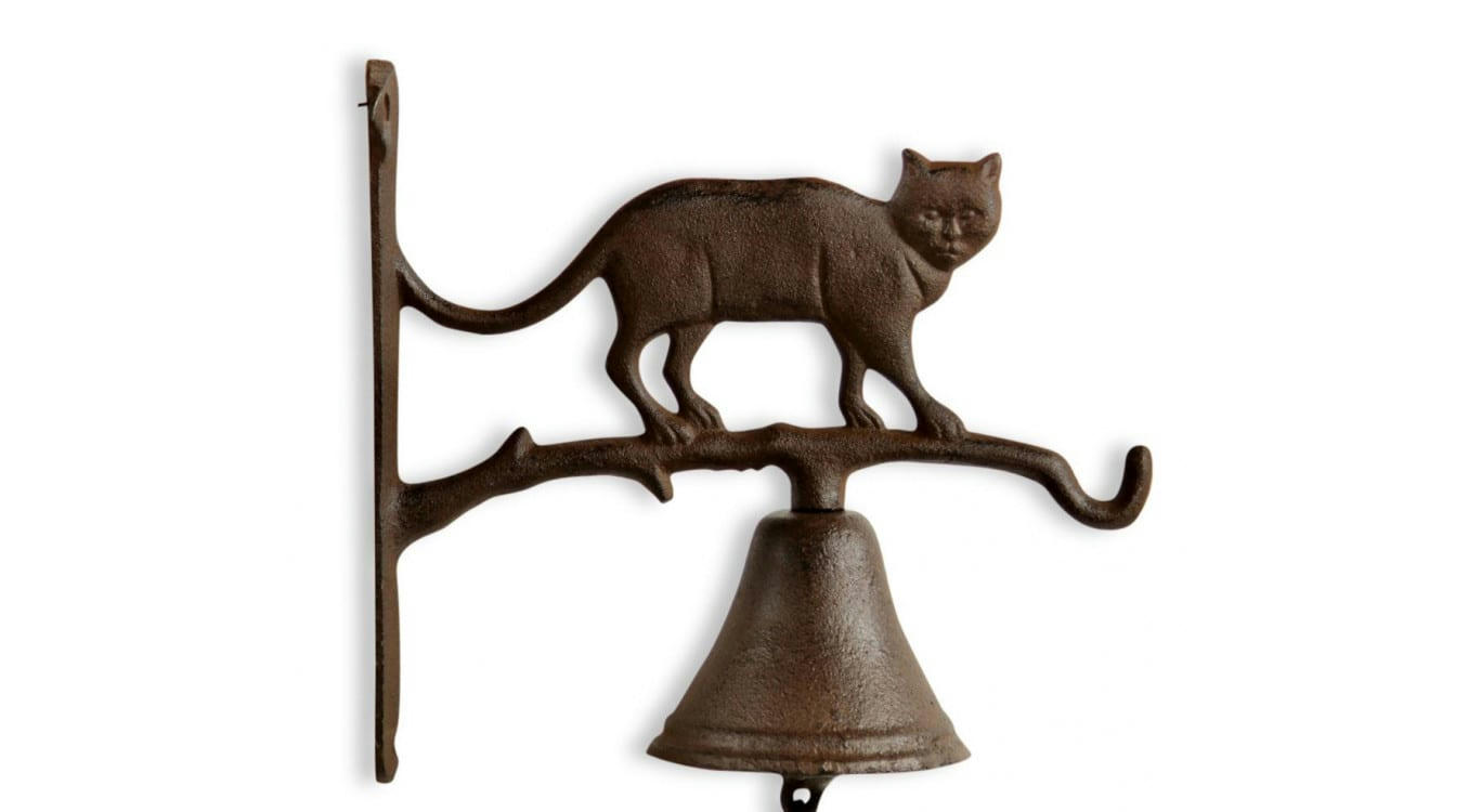 - Cloche Chat Fonte Marron 22x9.5x20.5cm