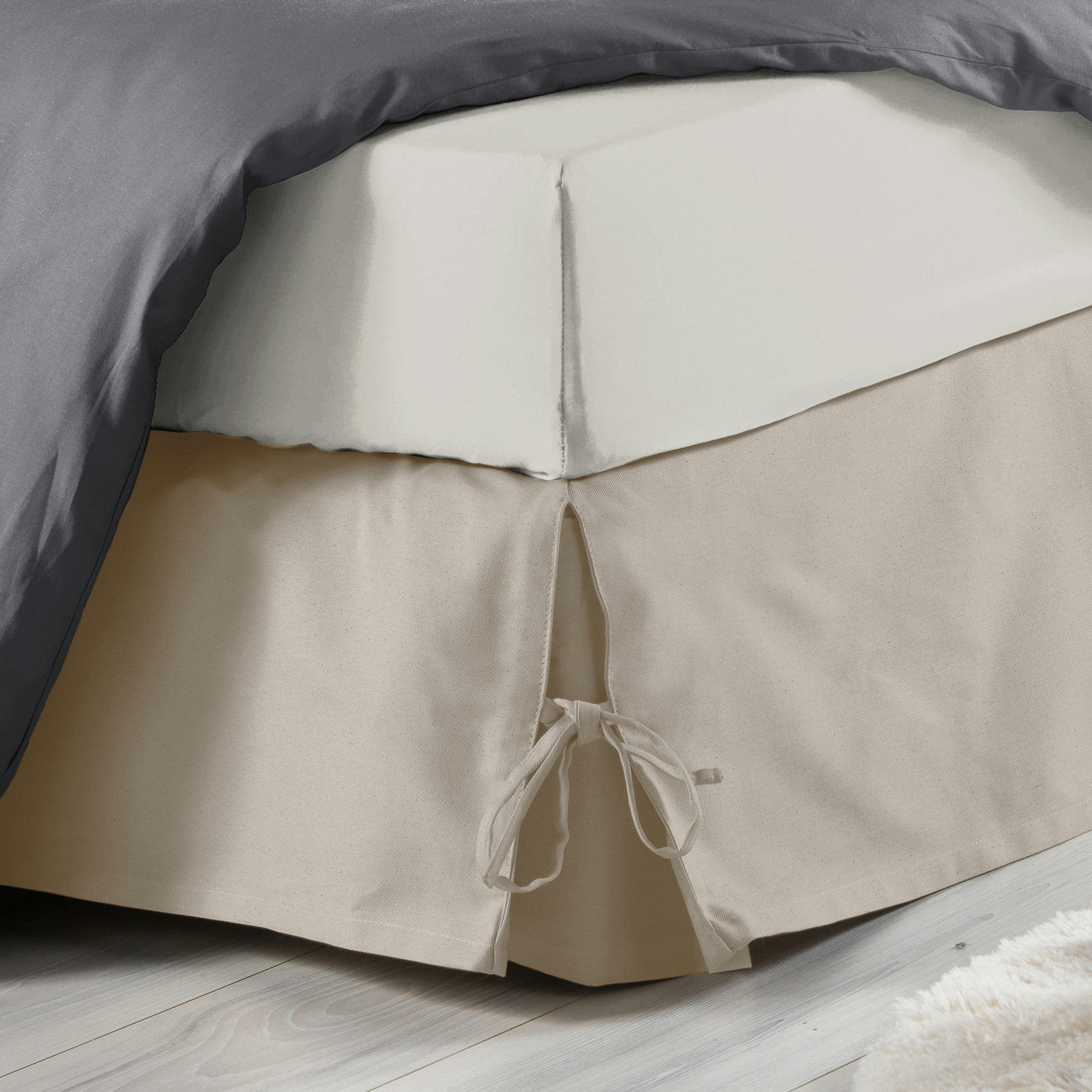 - Cache sommier à nouettes 160x200cm polycoton naturel