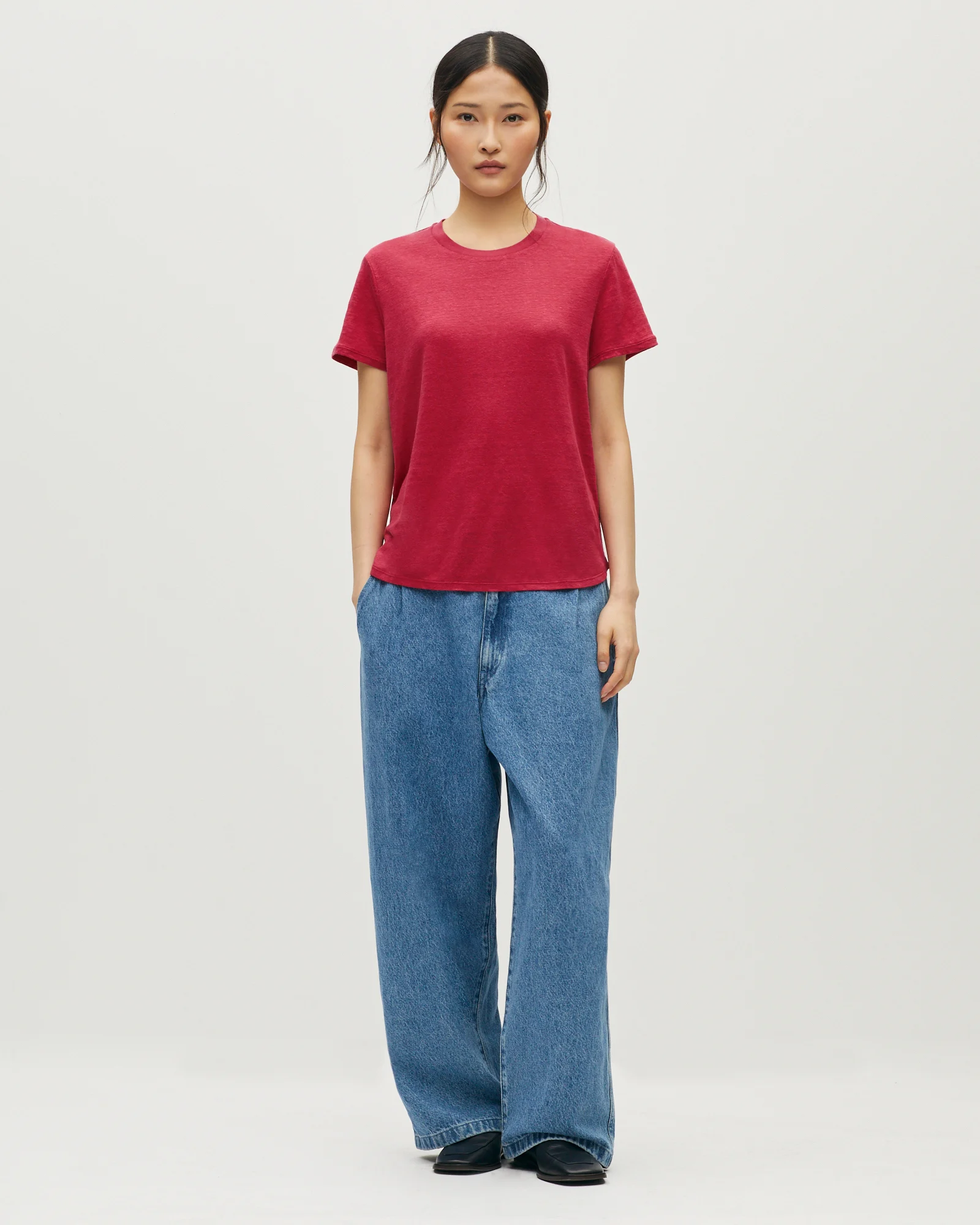 T-shirt col rond en lin