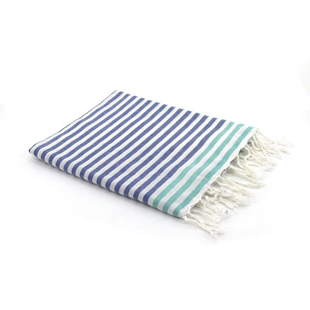 BORA BORA - Fouta coton  100x200 bleu grec / vert turquoise