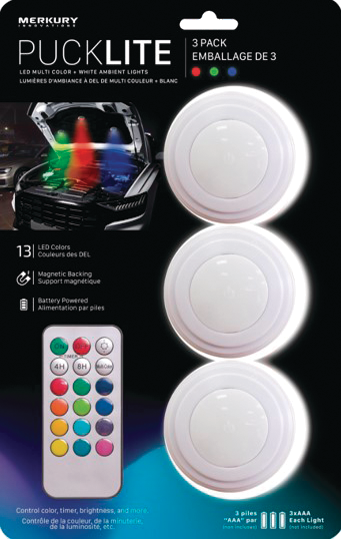 Merkury LED Puck Lights, 3-pk