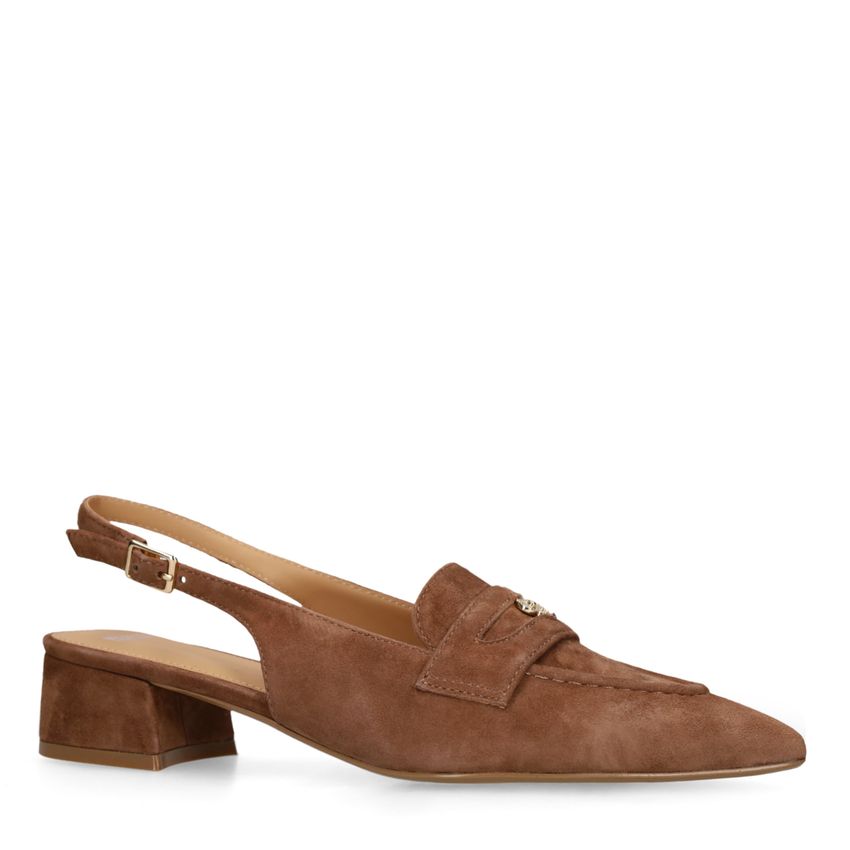 Manfield Bruine suède slingbacks