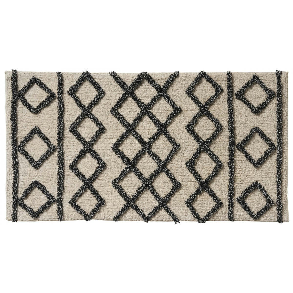 DESERT - Tapis de bain coton fantaisie noir et blanc 60x120cm