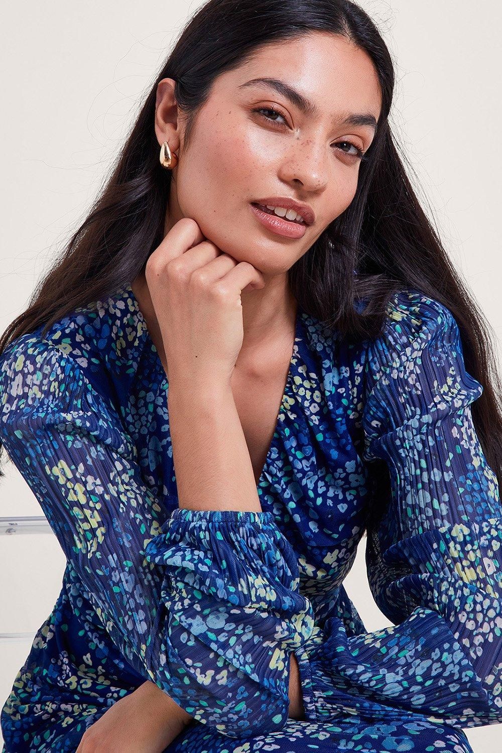 Monsoon Micola Print Mesh Dress