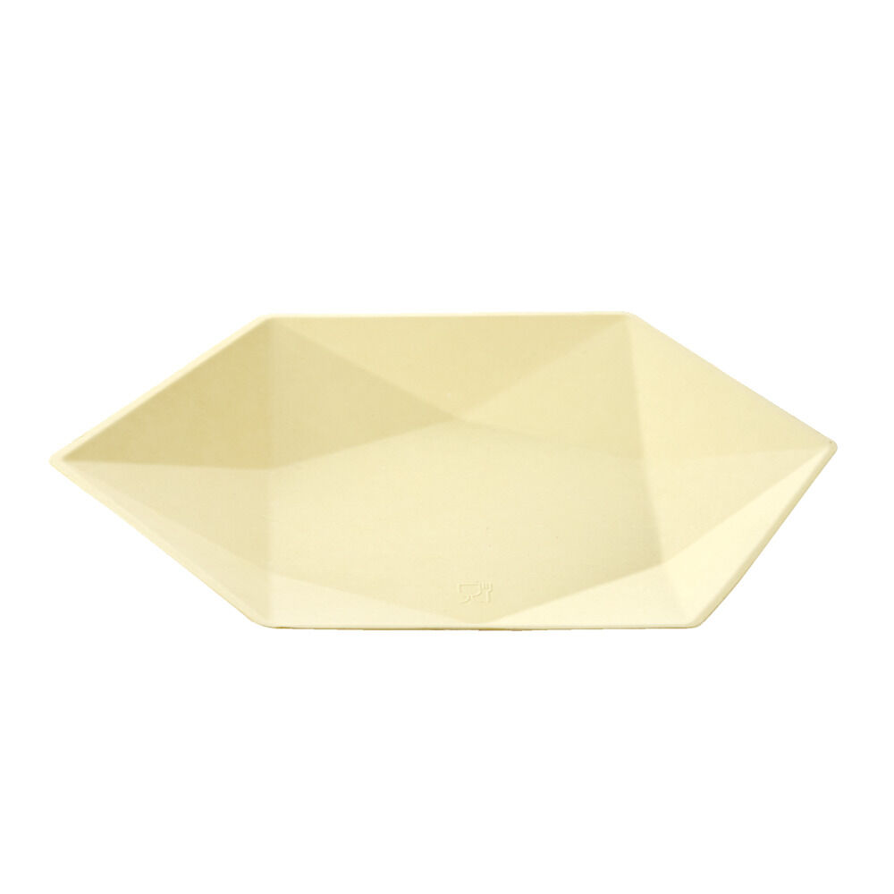 Assiette plate en carton x8 forme hexagonal beige Ø26cm