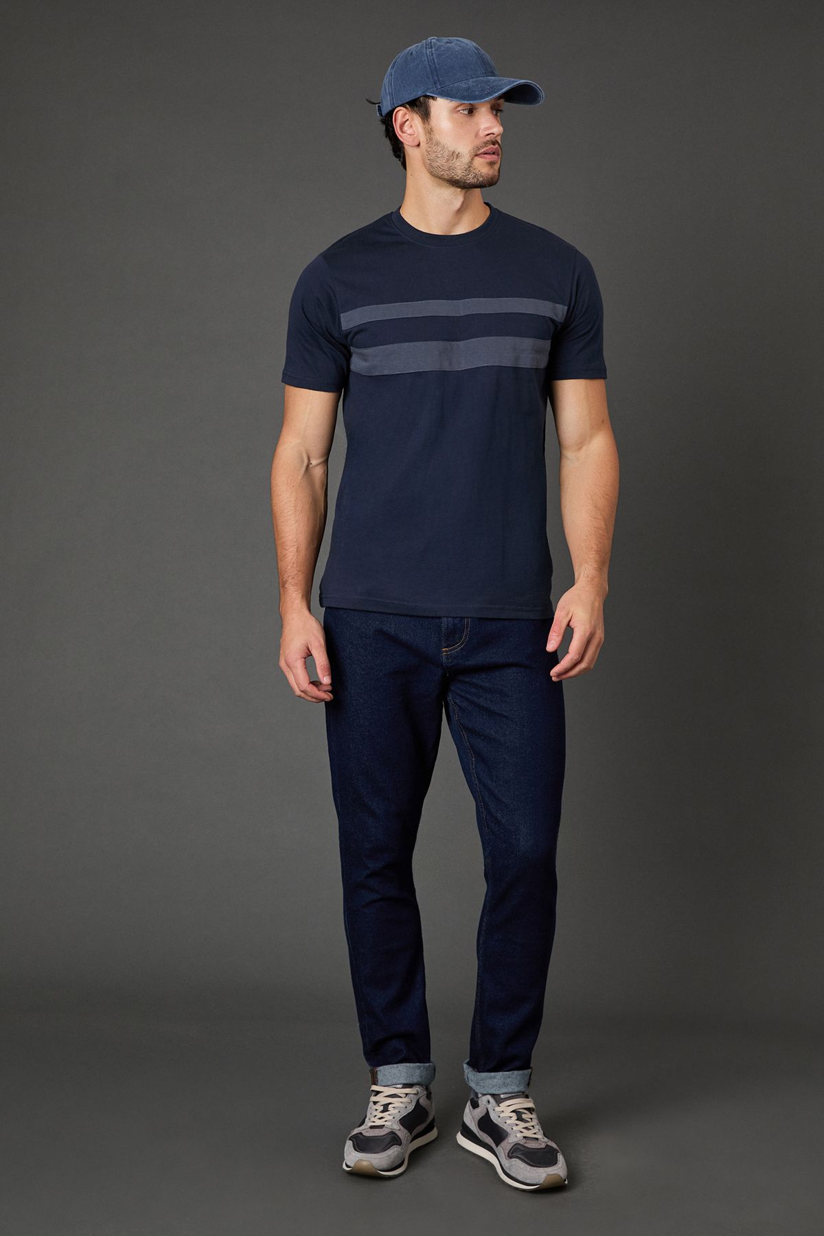 Burton Navy Chest Stripe T-Shirt