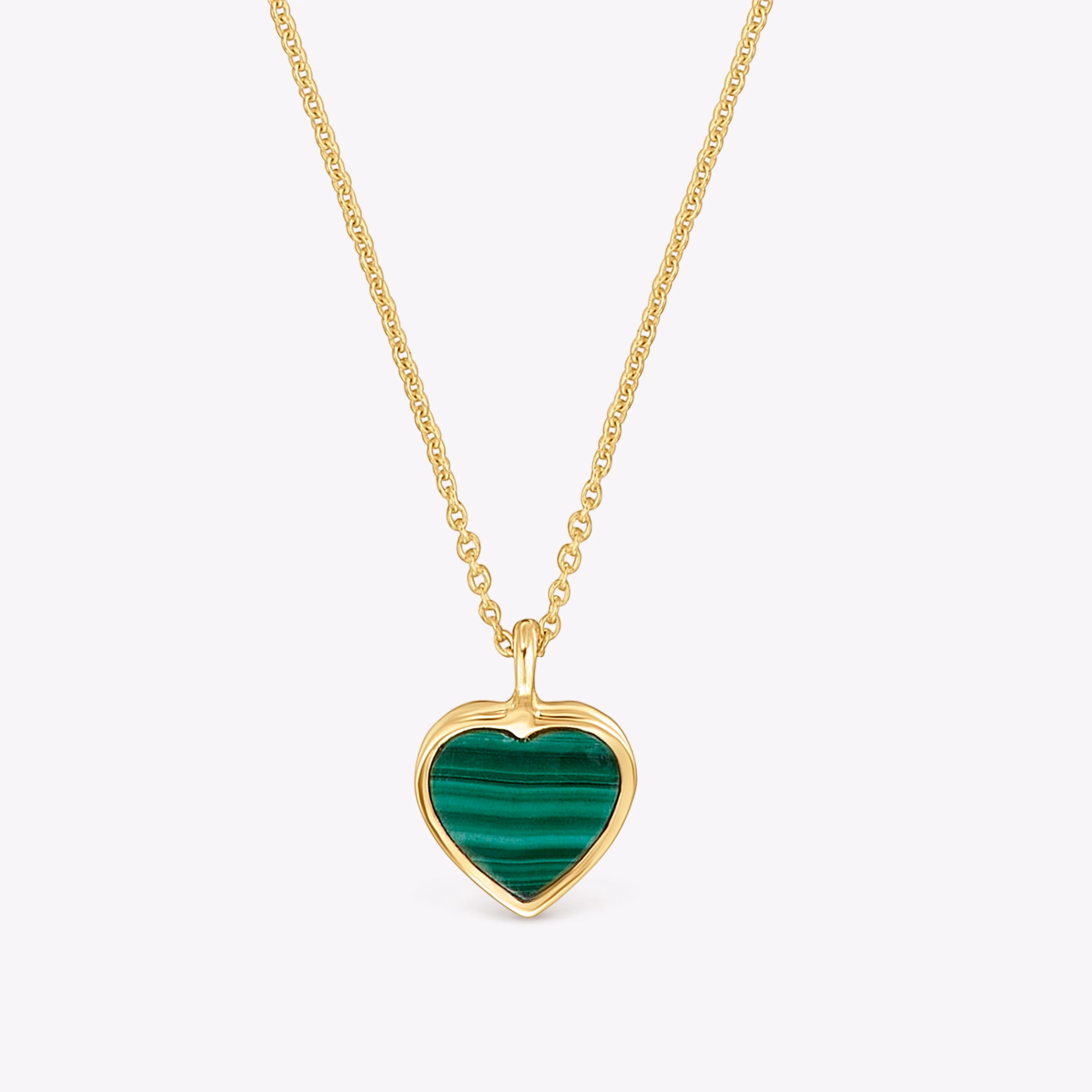 Collar corto de oro 14 kt y malaquita XXS