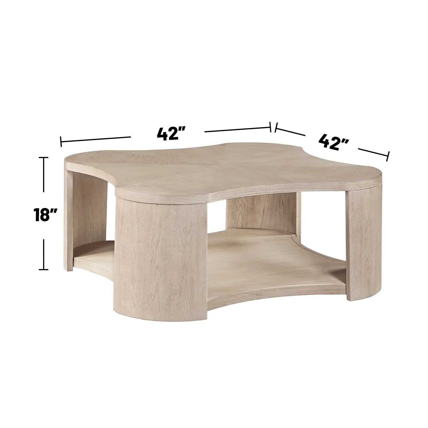 1 Open Shelf Wooden Coffee Table with Casters in Oak