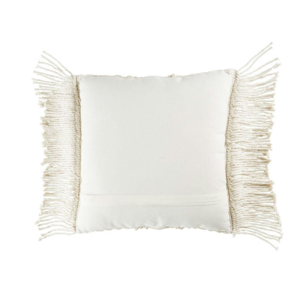 MIGRAMAH - Coussin en coton tissé macramé écru 45x45