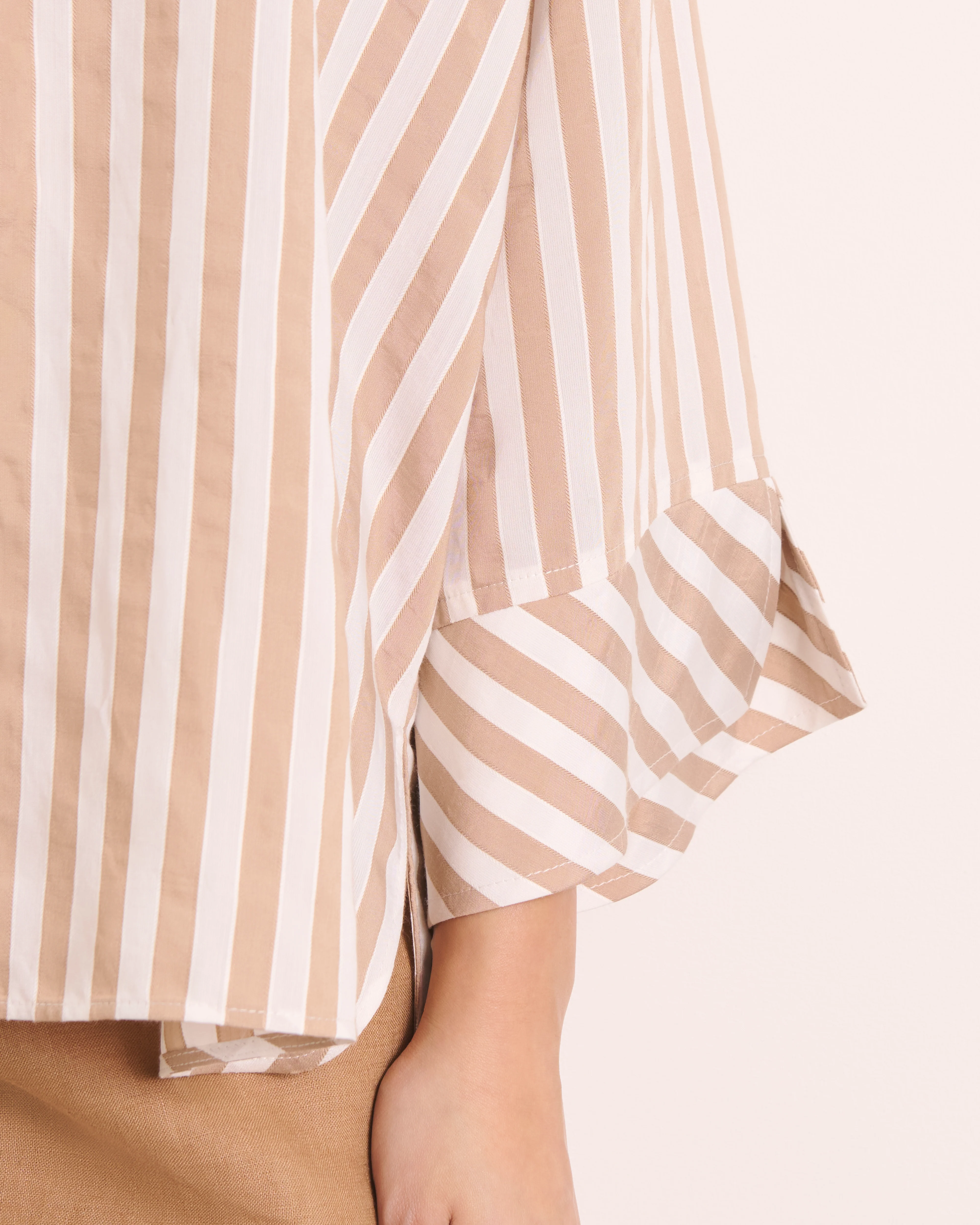 Blouse à rayures beiges CYGNE-RAYE/13182/531