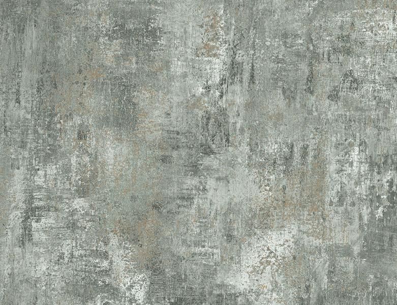 Papiertapete Beton Grün, Silber