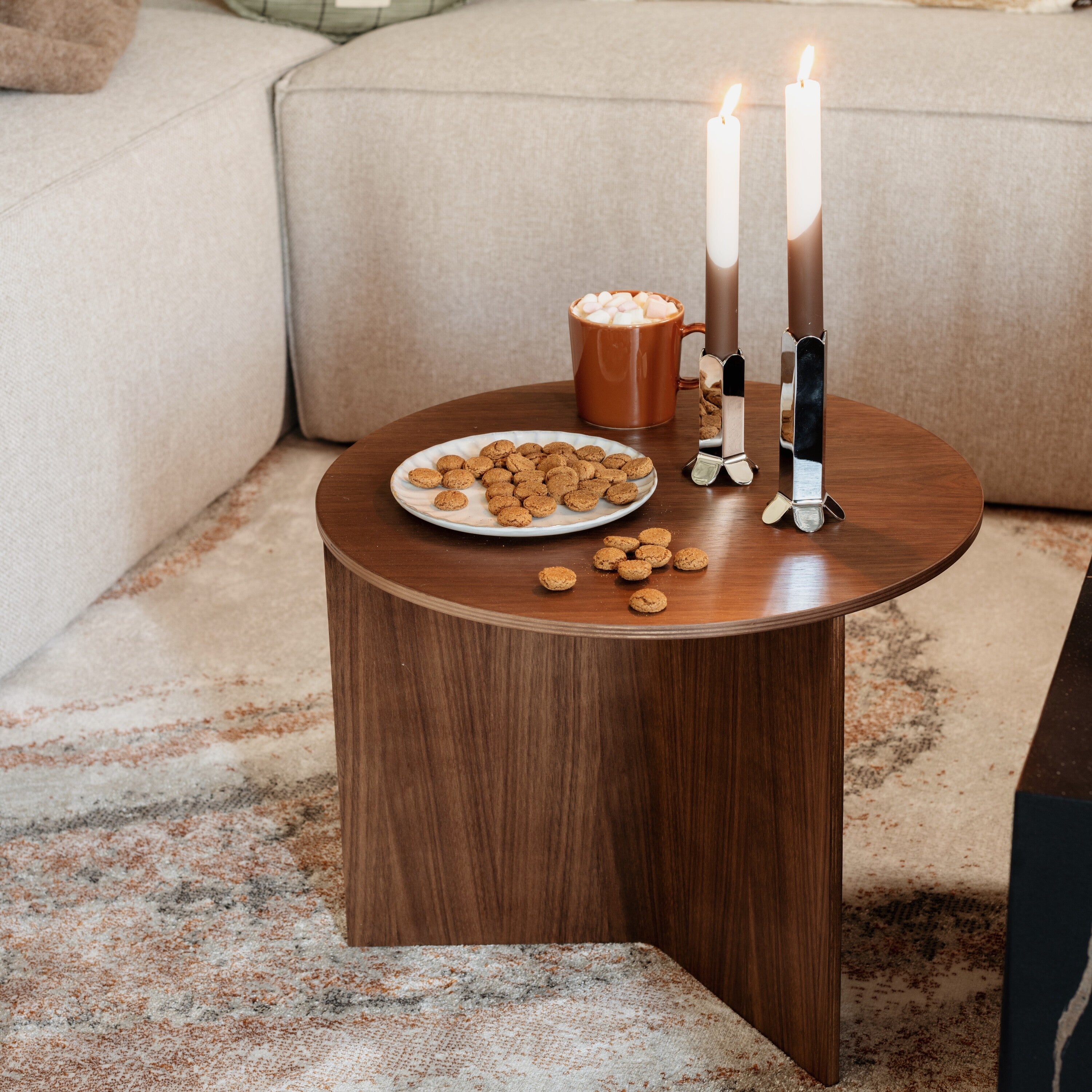 HAY Slit Table Wood Round Bijzettafel - Ø 45 cm - Walnut