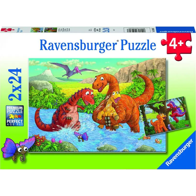 Puzzle 2-teilig Spielende Dinos