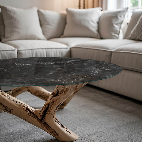 Dessus de table en verre trempé Wallfluent fi50 cm Motif de marbre veiné
