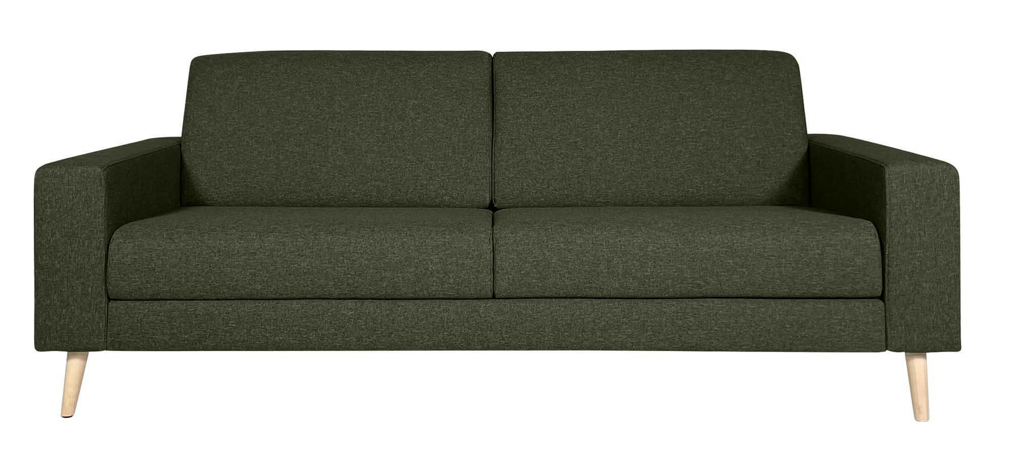 VIGGO - Canapé fixe 3 places  en tissu kaki