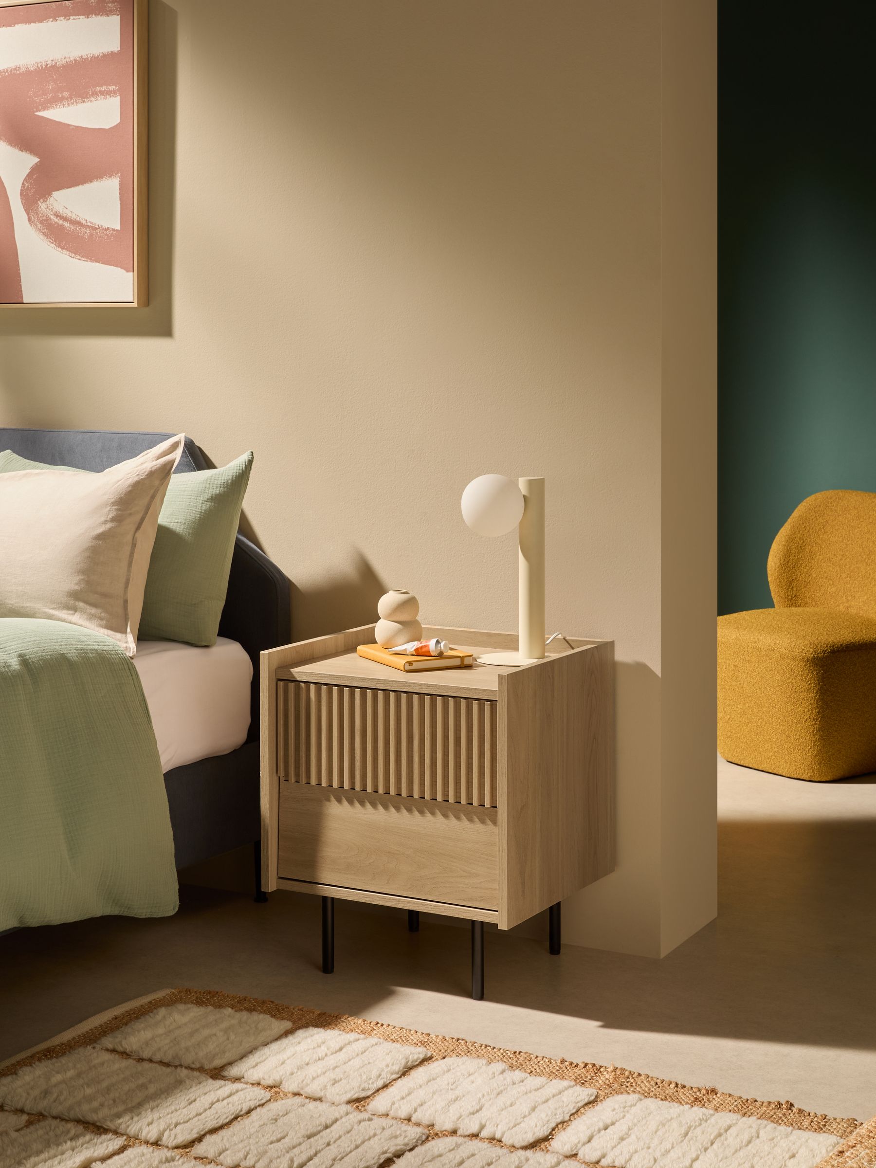 Blaze Bedside Table in Oak Effect