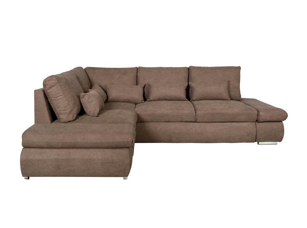 SEBASTIAN - Canapé d'angle réversible, convertible avec coffre - Marron