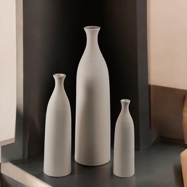 Wazon Flakon na Kwiaty Biały Kremowy Dekoracyjny Ceramiczny