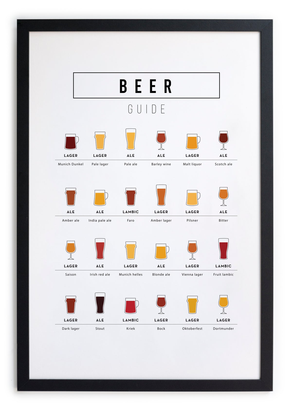 Zwarte lijst met kader 40x30 bier