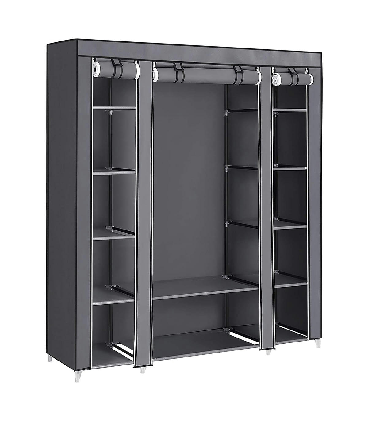 - Penderie Pliable en Tissu avec tringle et étagères - L140 cm