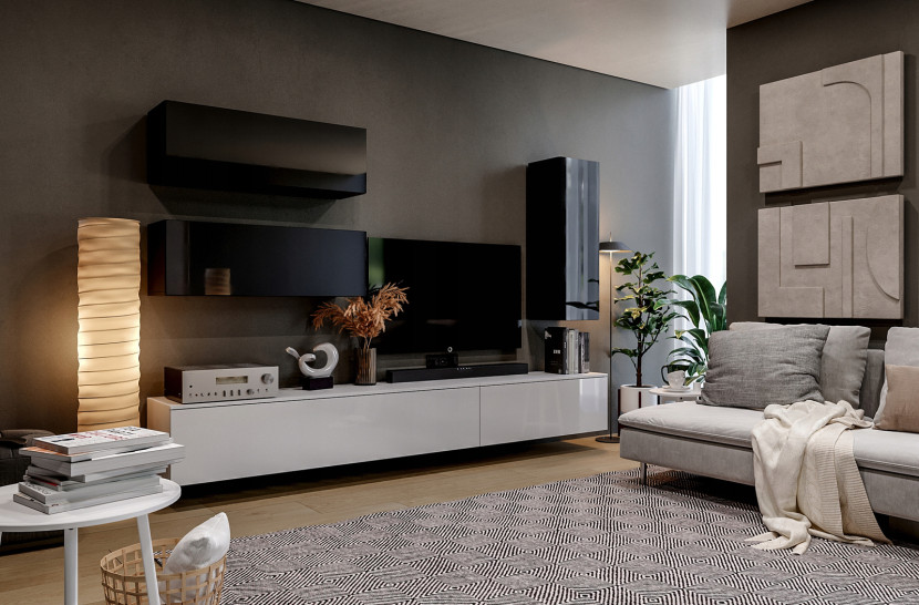 SZAFKA WISZĄCA RTV Box 105 cm biały połysk push to open