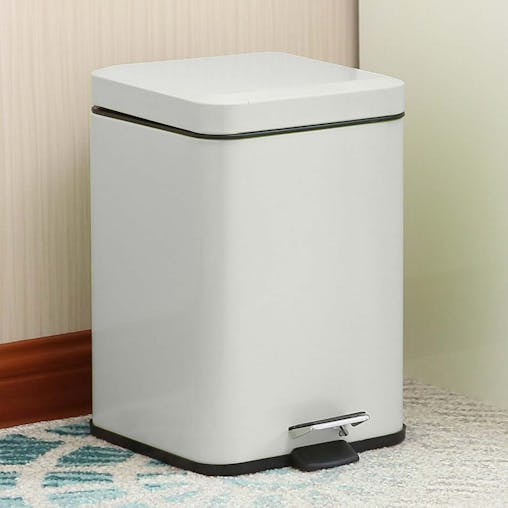 SOGA 4X Stainless Steel Foot Pedal Bin Square White 12L