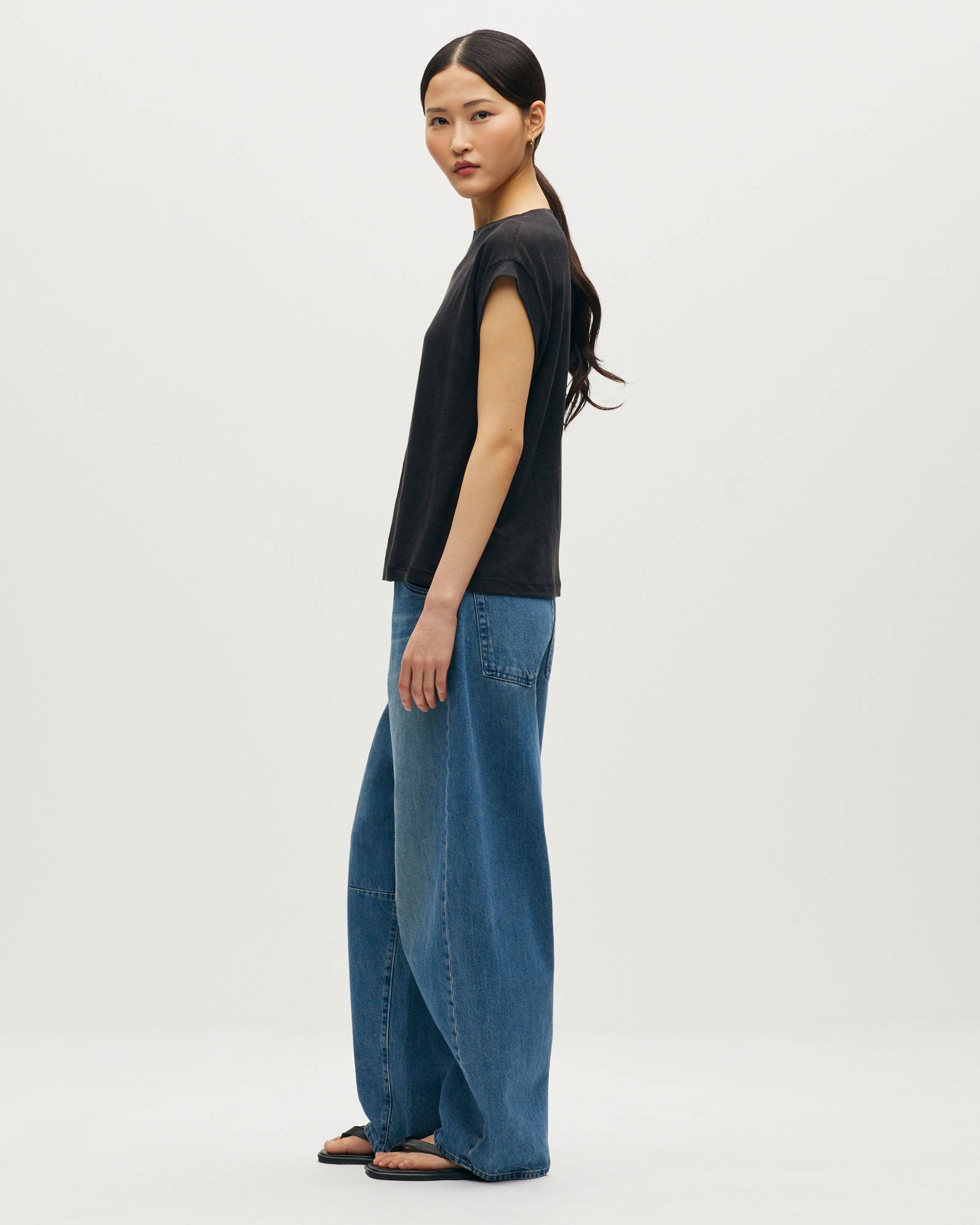 T-shirt boxy en lin KARO