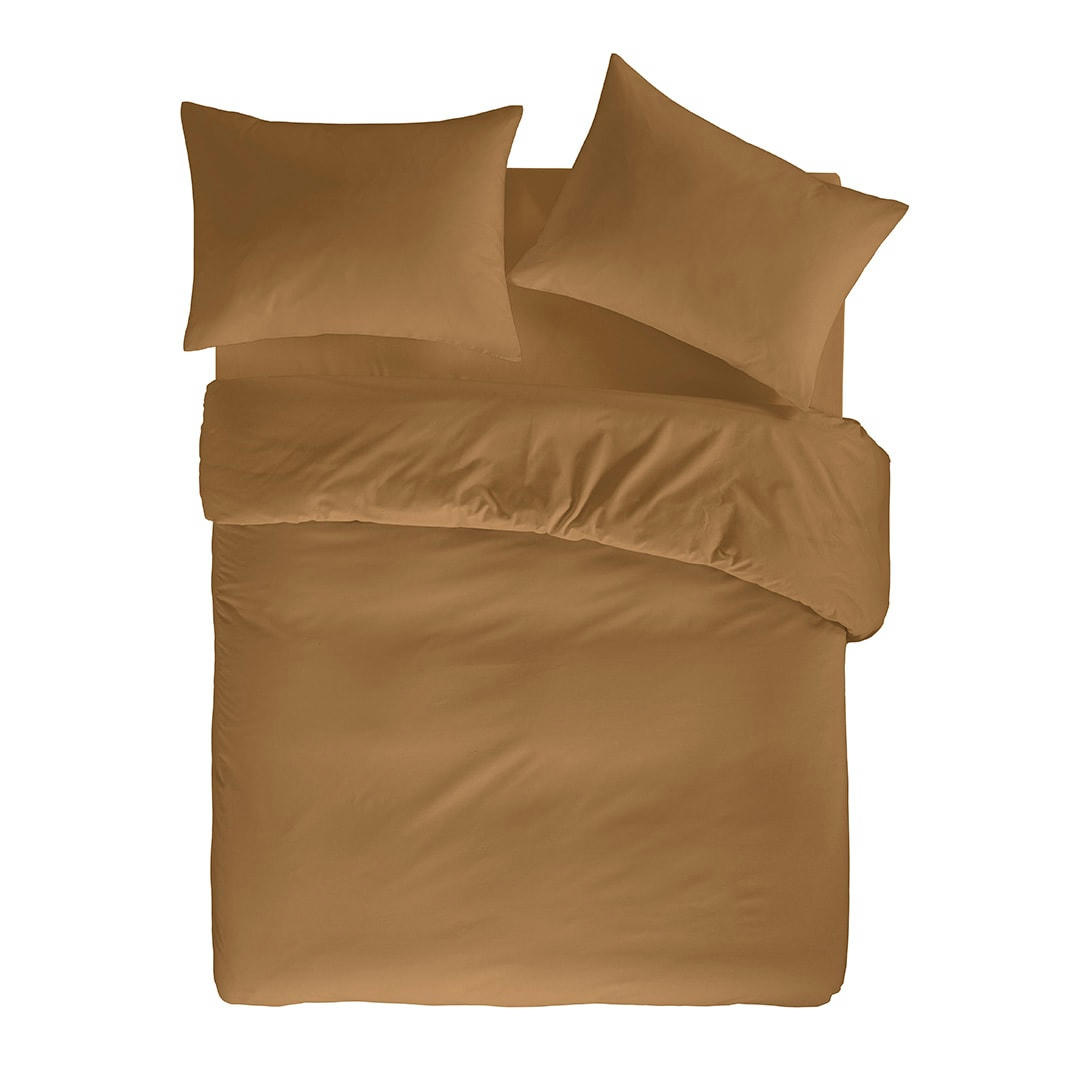 PURE HDC - Housse de couette en percale de coton 155x220 cm marron