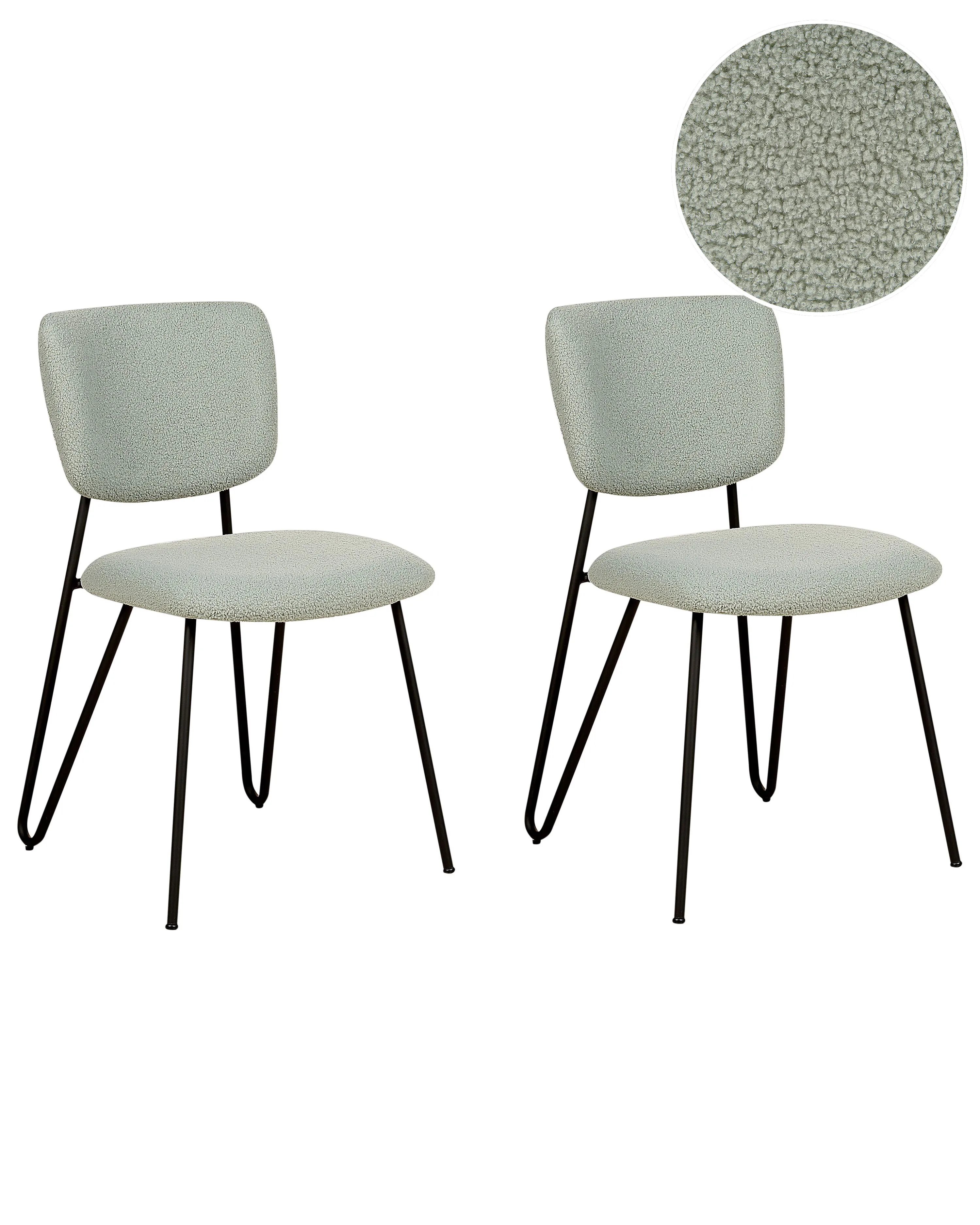 Set of 2 Dining Chairs NELKO Boucle Light Green