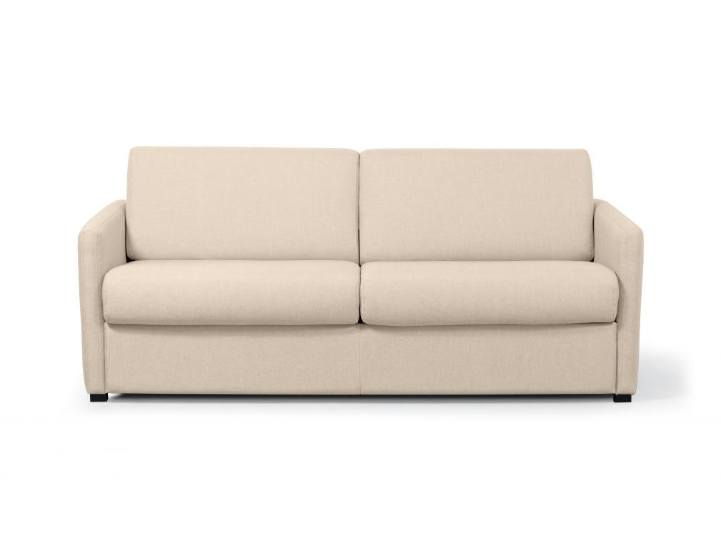 AGATHE - Canapé convertible express 3 places en tissu beige - 140x190cm